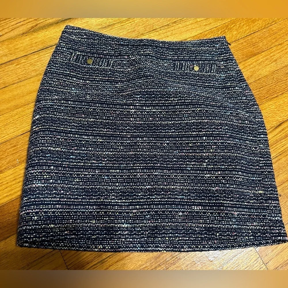 Ann Taylor LOFT Skirt Womens 8 Petite Tweed Mini Lined Faux Front Pockets